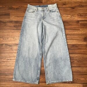 Gap Baggy Mid Rise Jeans Light Wash Soft Denim Women 29 Wide Leg Casual Relaxed